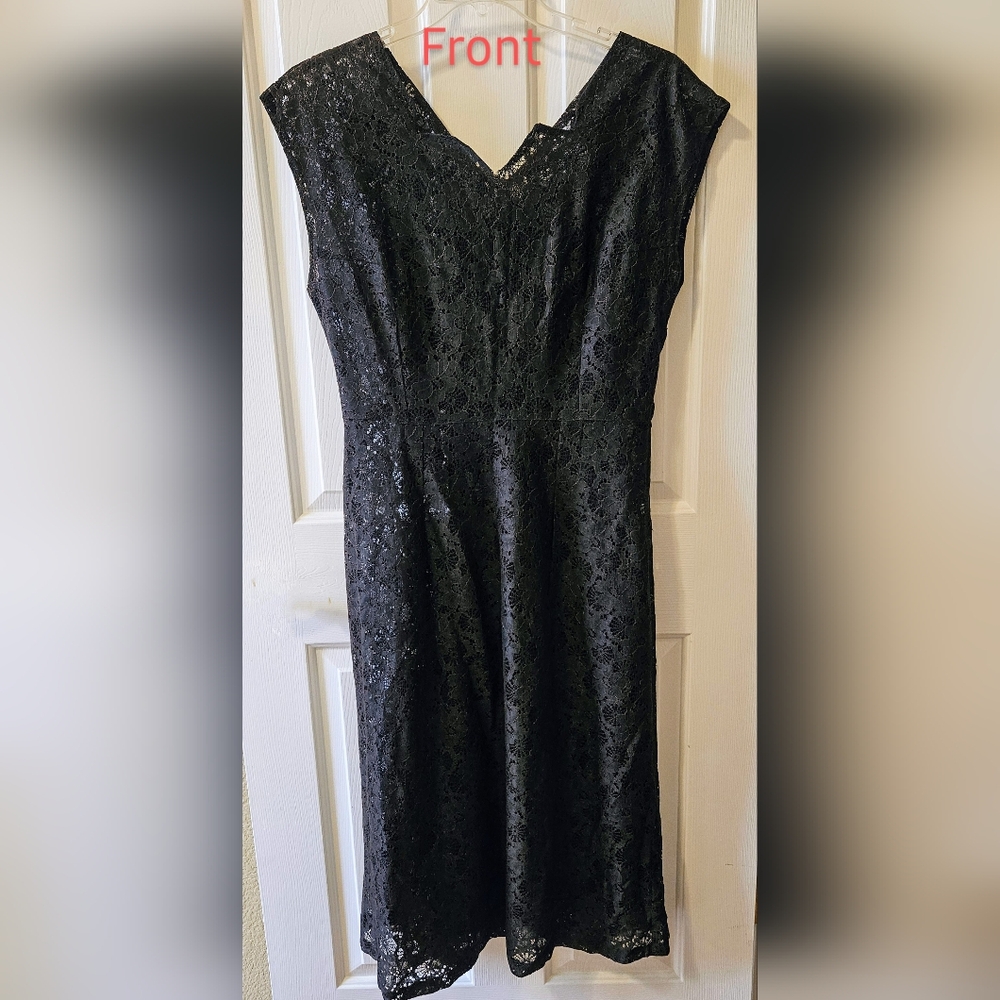 Vintage Lace Handmade Black Dress LBD With Slip Approx Size L Or 12